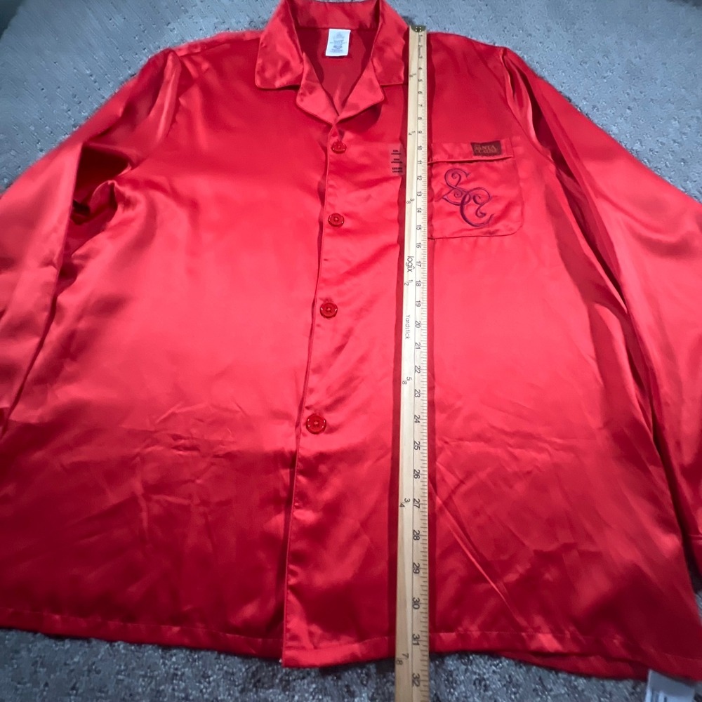 Disney The Santa Clause Pajama Top Unisex XXL Red Satin Embroidered Monogram - Picture 8 of 9